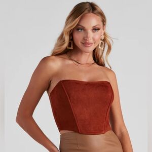 Honey, I'm Home Faux Suede Bustier